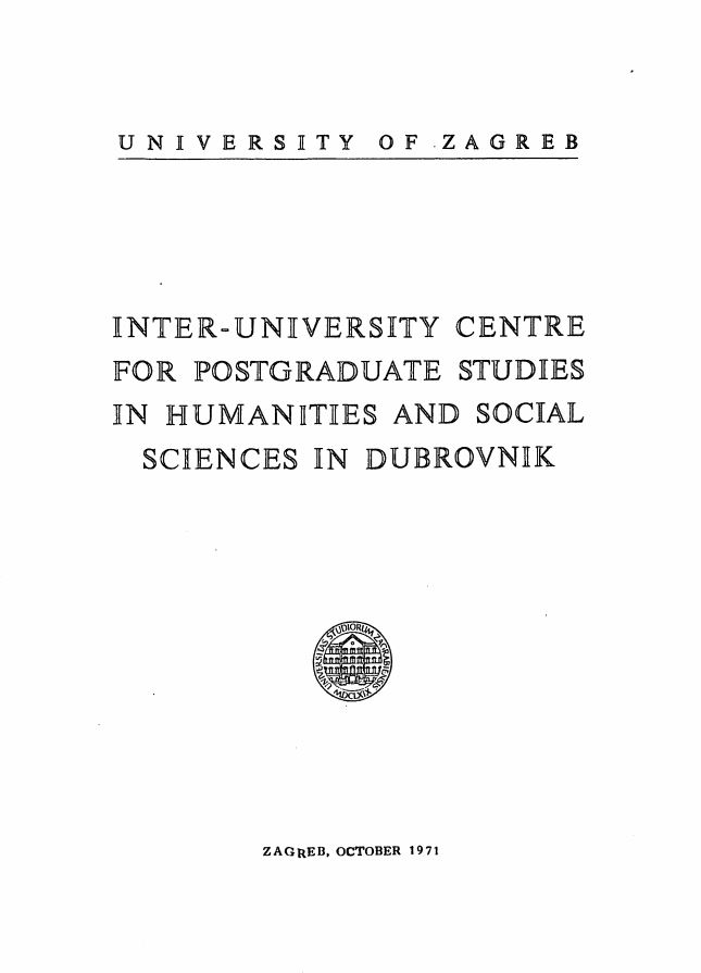 prikaz prve stranice dokumenta Inter-university centre for post-graduate studies in humanities and social sciences in Dubrovnik 