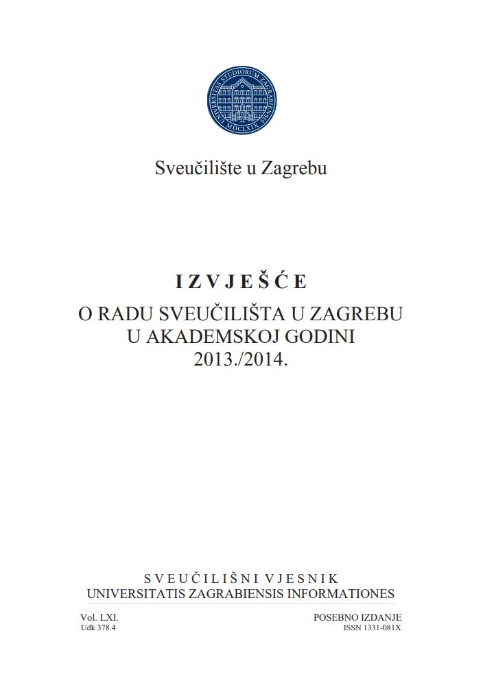 prikaz prve stranice dokumenta Izvješće o radu Sveučilišta u Zagrebu u akademskoj godini 2013./2014.