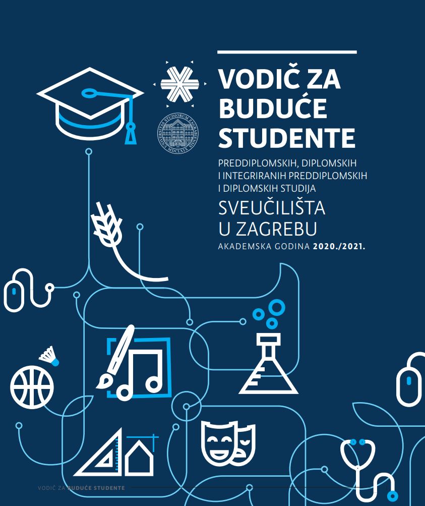 prikaz prve stranice dokumenta Vodič za buduće studente preddiplomskih, diplomskih i integriranih preddiplomskih i diplomskih studija Sveučilišta u Zagrebu: akademska godina 2020./2021.