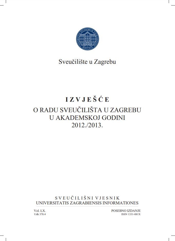 prikaz prve stranice dokumenta Izvješće o radu Sveučilišta u Zagrebu u akademskoj godini 2012./2013.