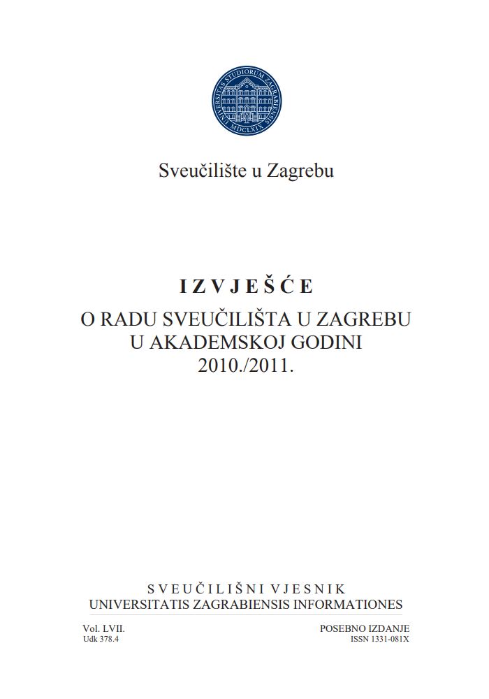 prikaz prve stranice dokumenta Izvješće o radu Sveučilišta u Zagrebu u akademskoj godini 2010./2011.