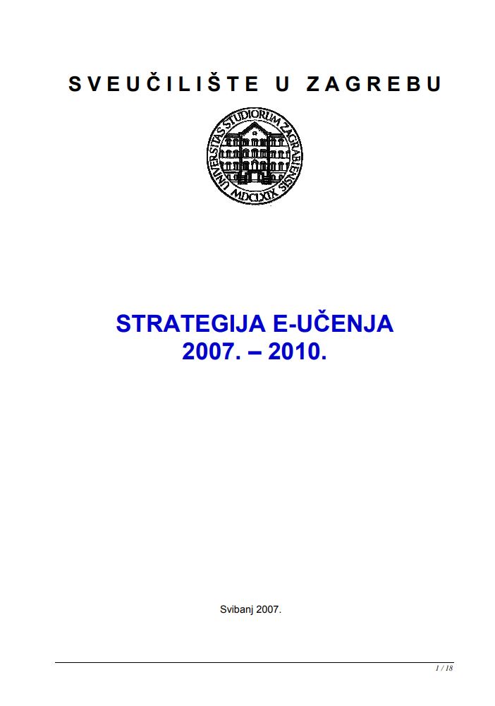 prikaz prve stranice dokumenta Strategija e-učenja 2007.-2010.