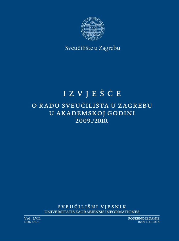 prikaz prve stranice dokumenta Izvješće o radu Sveučilišta u Zagrebu u akademskoj godini 2009./2010.