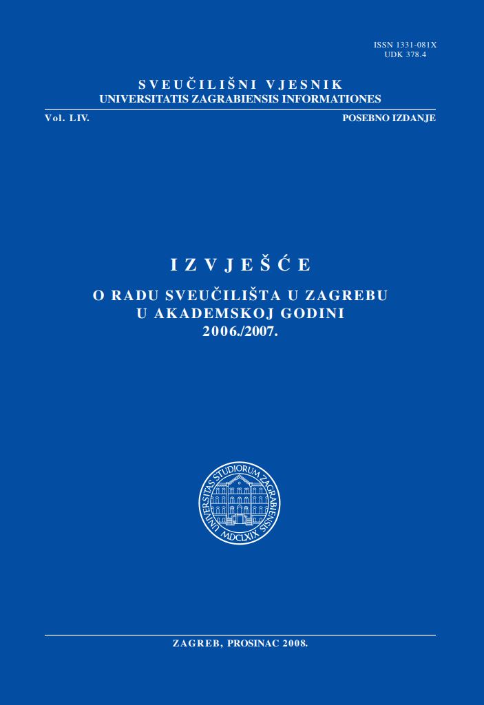 prikaz prve stranice dokumenta Izvješće o radu Sveučilišta u Zagrebu u akademskoj godini 2006./2007.